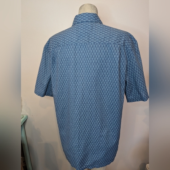 NWT Island shores linen blend short sleeve button up shirt, blue Size Large - Picture 3 of 10
